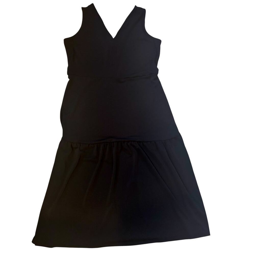 Banana Republic Black Tiered V-Neck Midi Dress - Petite Medium - Versatile LBD - Picture 3 of 10